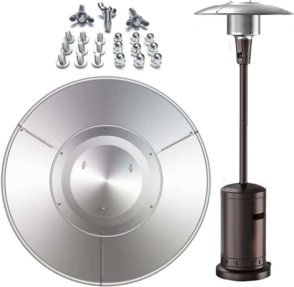 Terrasverwarmer Reflector - Warmtekap - Energie Besparen - Universeel Geschikt - 84 cm Diameter - Aluminiumkleurig
