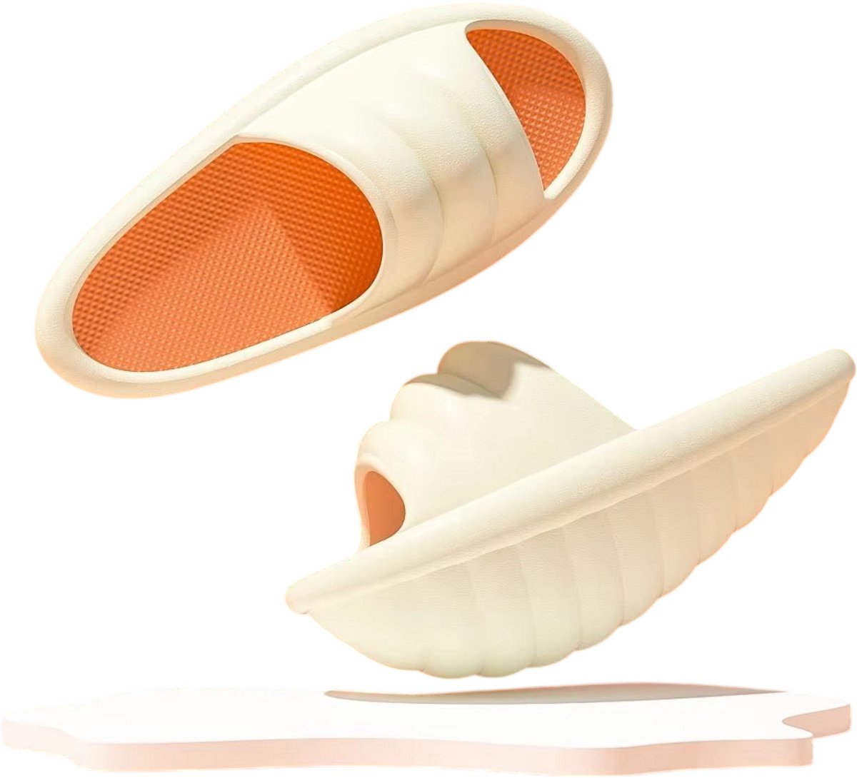 Comfortabele Dames Slippers – Massage Glij Sandalen met Dikke Zool, EVA Instappers, Antislip Slippers voor Voetcomfort - Beige