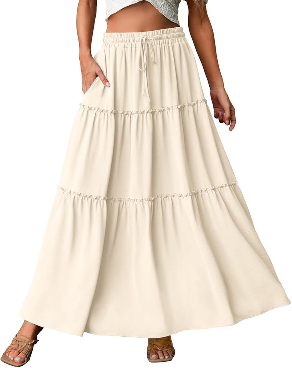 Elegante maxi-rok voor dames, elastische taille, plooirok, A-lijn