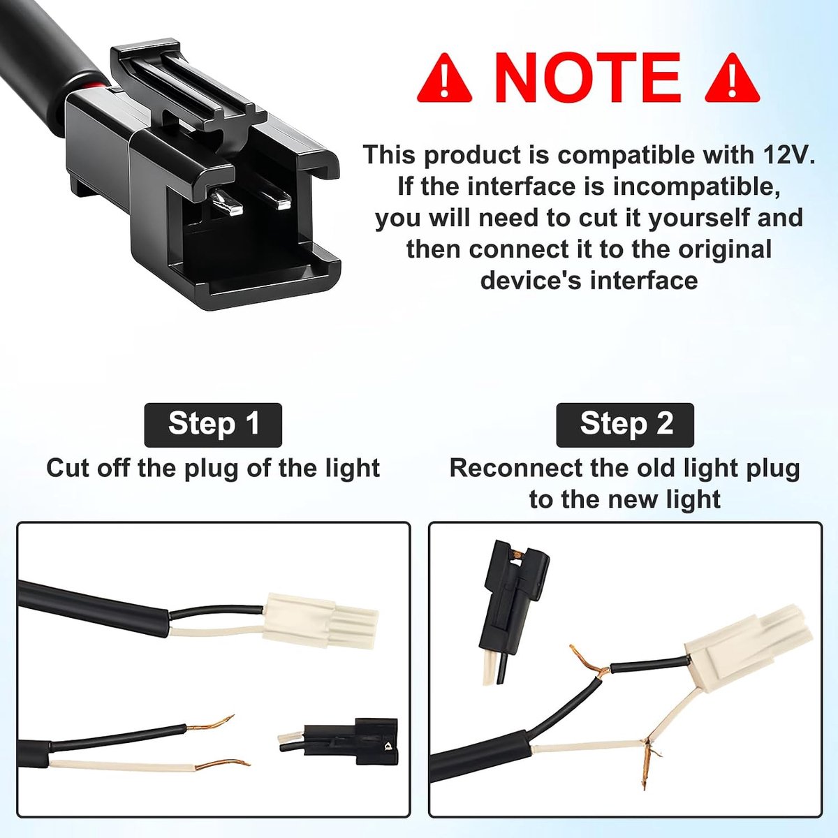 Led-lamp voor afzuigkap, 12 V, 2 stuks, led-inbouwspots, verlichtingsmodule, afzuigkap, Ø 6,8 cm, 1,5 W, 6500 K, 2-polige aansluiting, anti-omkering, kabel 12,5 cm, koud wit licht