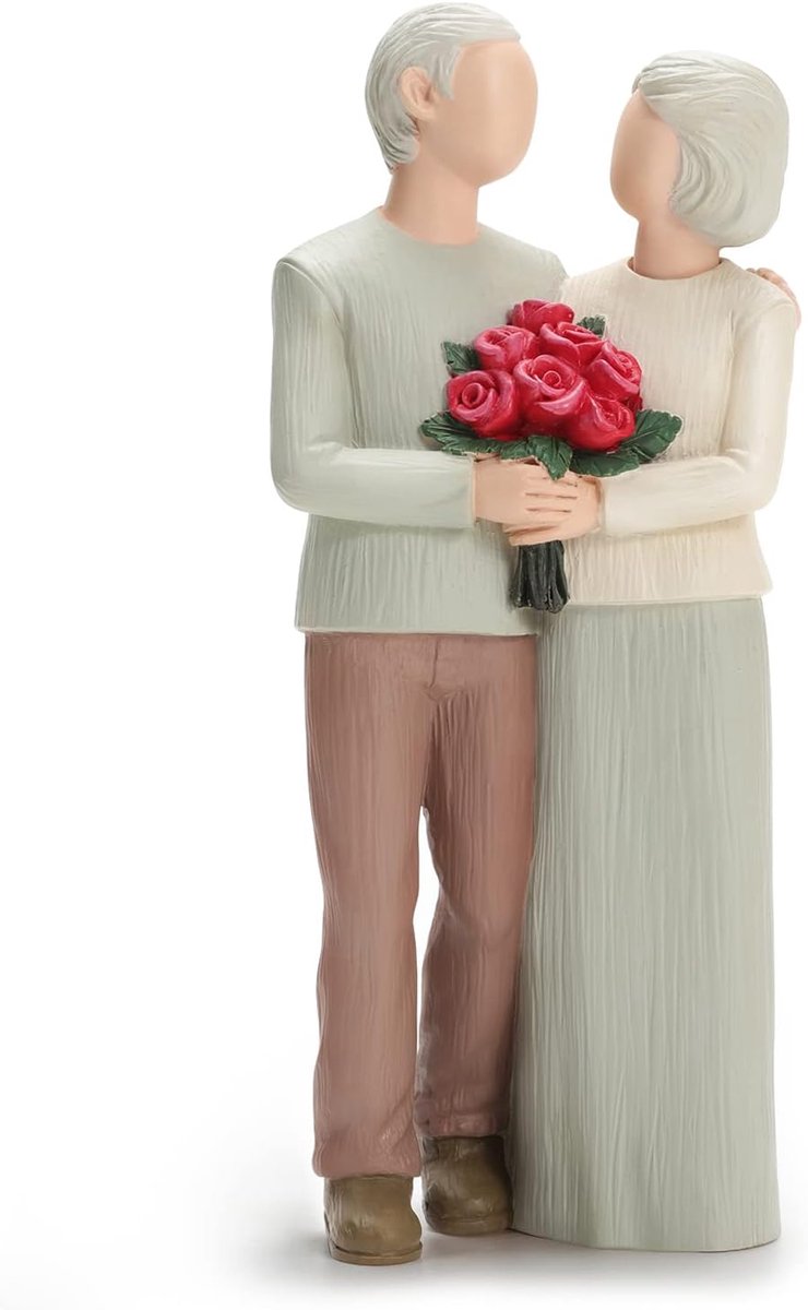 Ouderspaar Figurines, Huwelijksjubileum Standbeelden voor Huisdecoratie, Gesculpteerde Handbeschilderde Figuren Geschenken voor Ouders Grootouders
