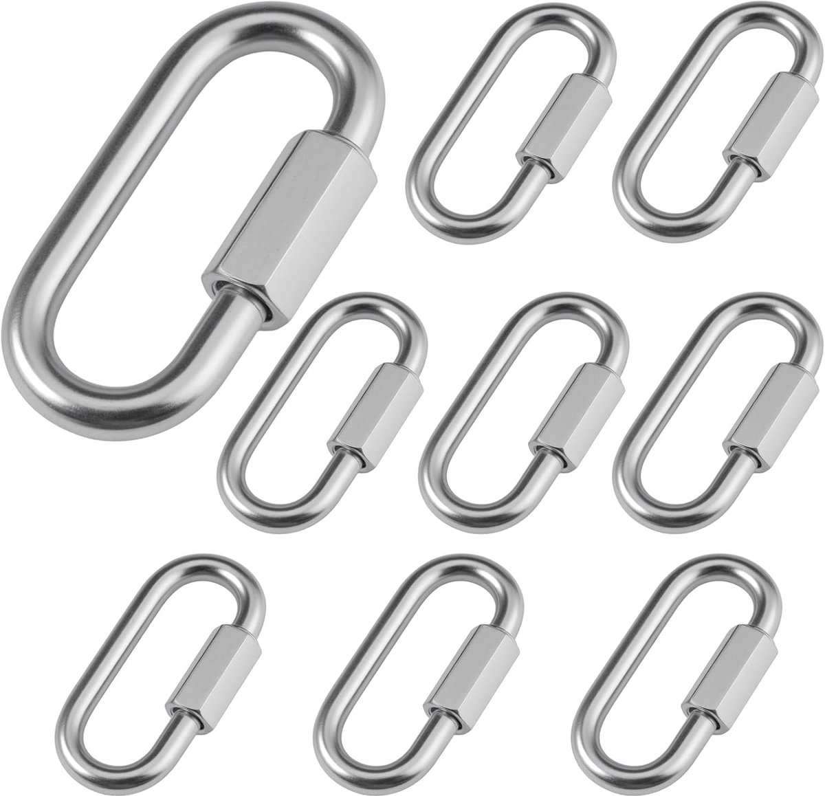 8 Stuks Karabijnhaak Rvs 100 Dikte 6 mm Draagvermogen 2000 Kg