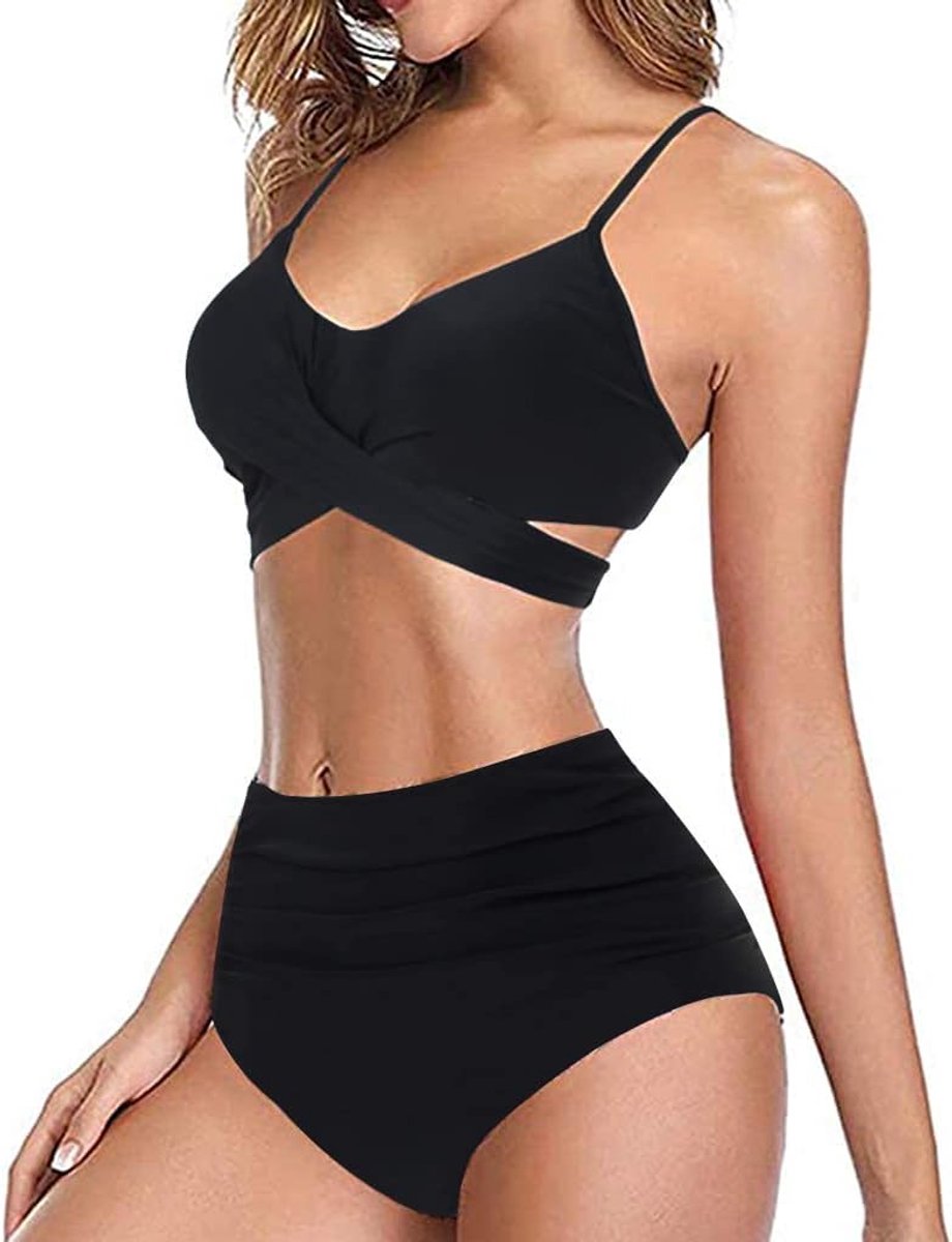 Bikiniset voor vrouwen, met plooien, wikkelontwerp, push-uptop
