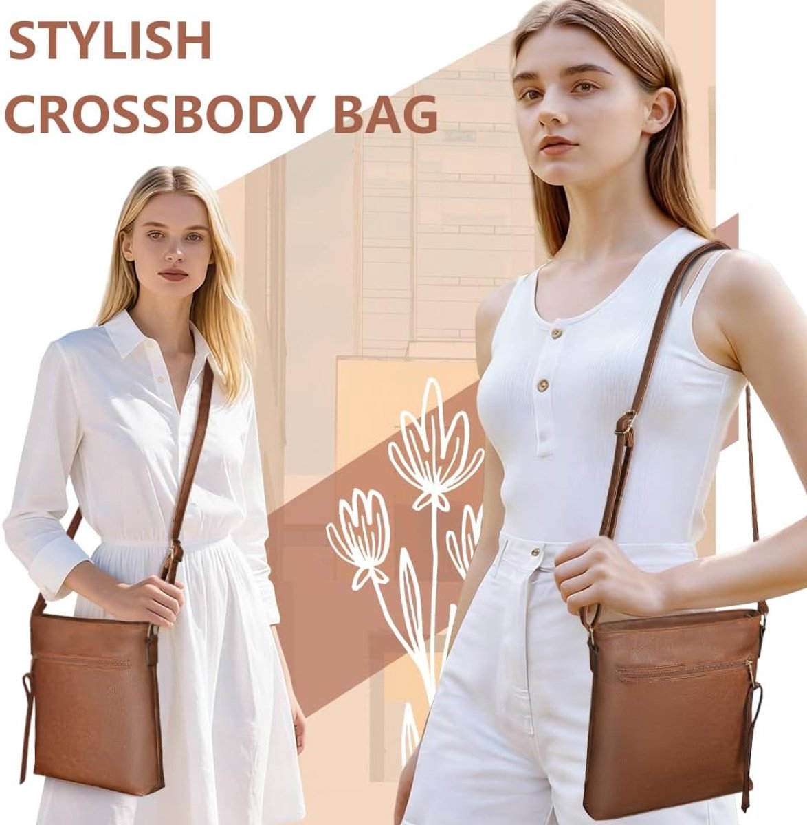 Stijlvolle En Eenvoudige Crossbodytas Voor Dames, Crossbody Tas Voor Vrouwen, Gemaakt Van Zacht Leer, Lichtgewicht, Met Een Verstelbare Brede Schouderband, Geschikt Voor Woon-Werkverkeer