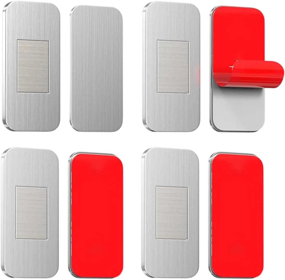 4er-Pack Magnetschnäpper, deurmagnet magneetsluiting, kastmagnet voor kastdeur balkondeur, zelfklevend (4cm2cm, zilver met rode lijm)
