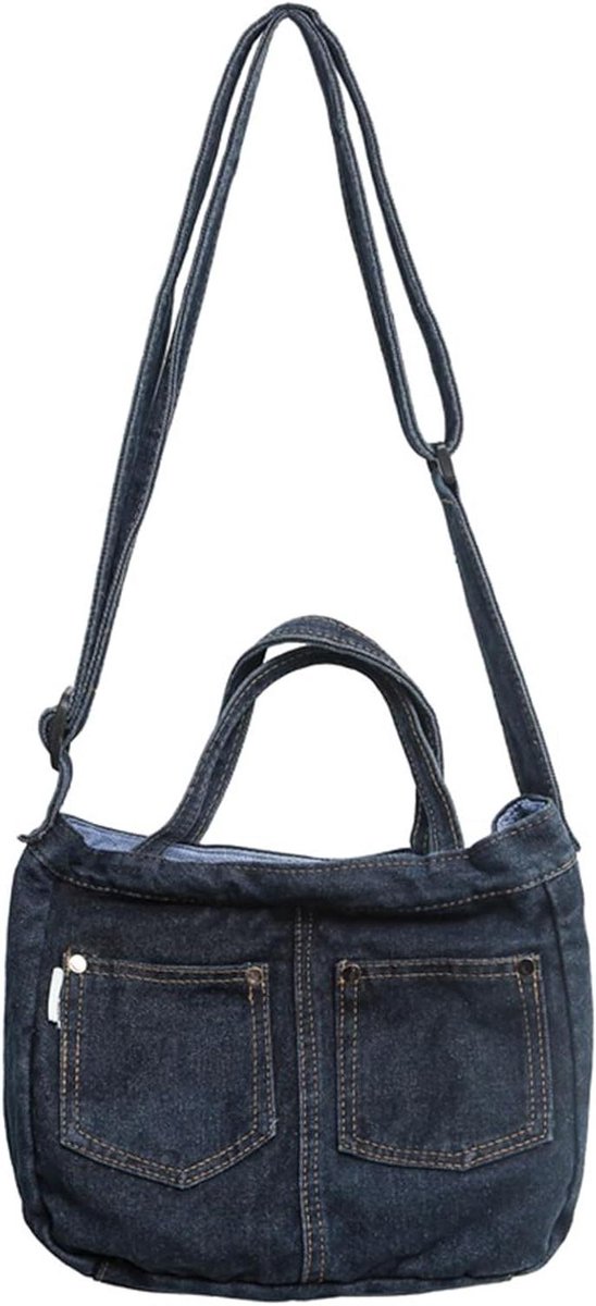 Jeans Crossbody Tas - Schoudertas Portemonnee - Dagelijks Gebruik - Verstelbare Band - 25 x 22 x 1 cm - Blauw