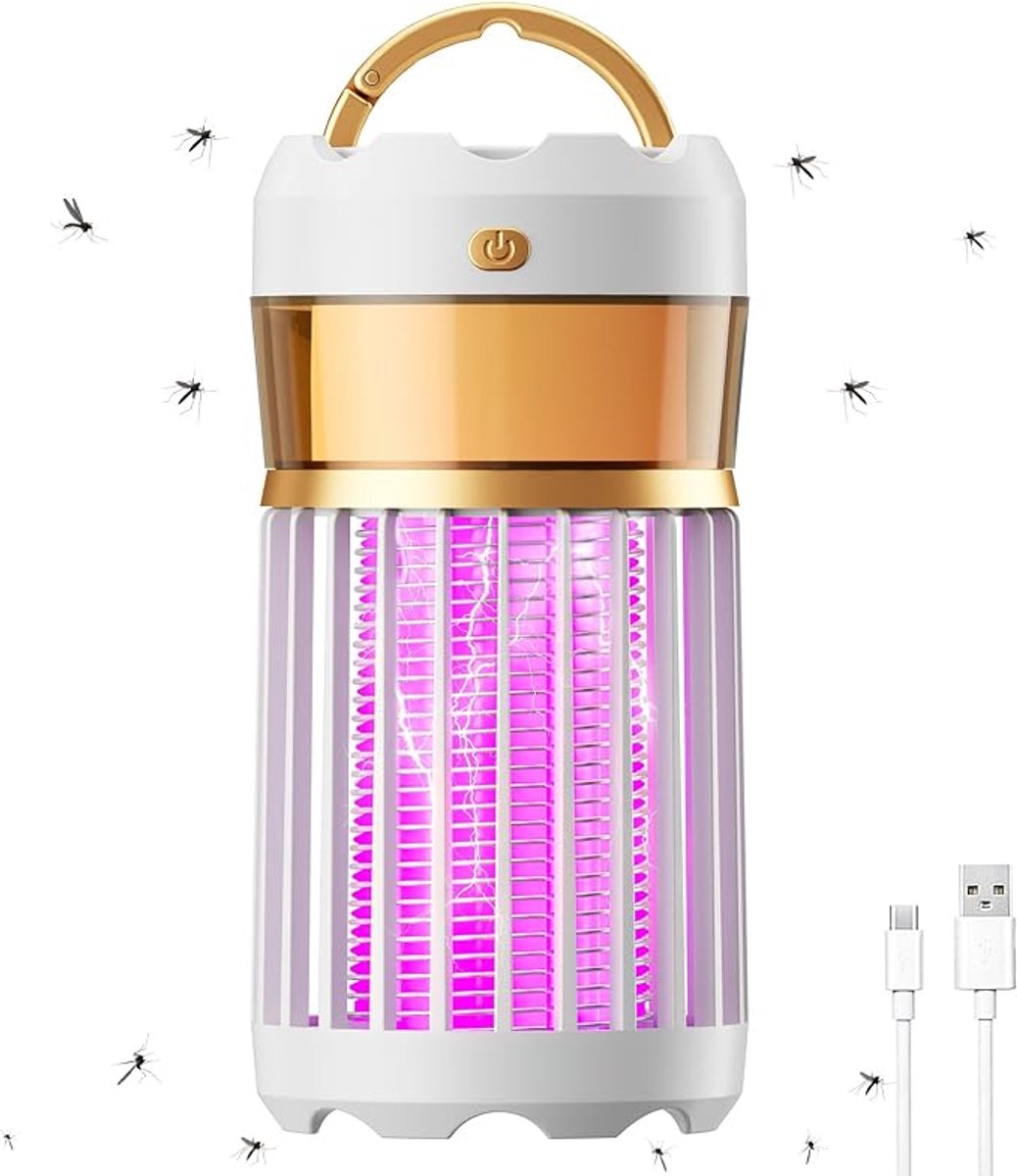 Elektrische insectenverdelger - met led-uv-lamp - Mosquito Killer- insectenlamp UV - muggenlamp - Muggenvanger - 360 graden - niet giftig - weinig lawaai - USB-oplaadbaar - draagbaar - voor huis, tuin, camping, kantoor - wit