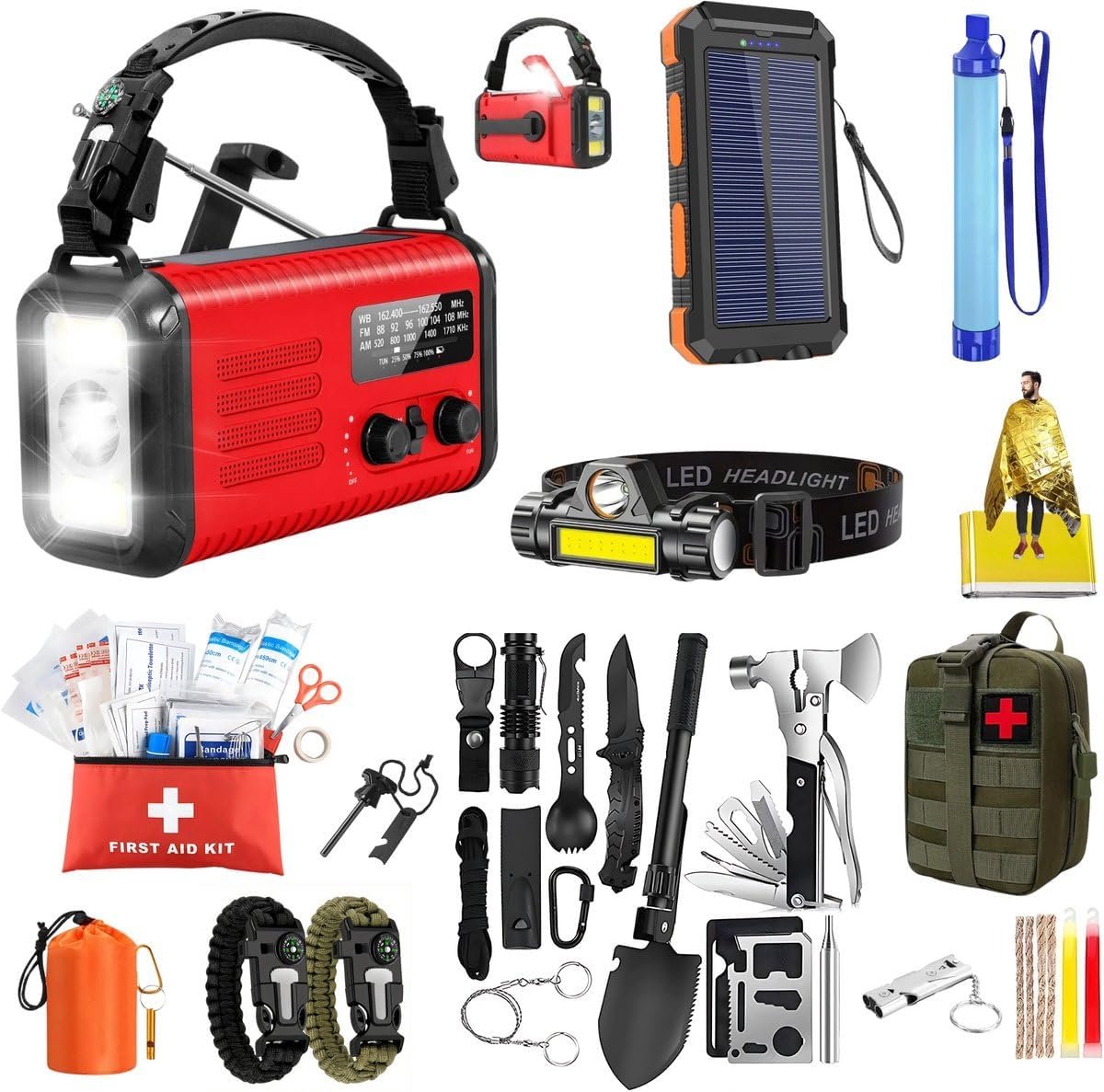 Noodpakket - Premium overlevingskit - 20.000mAh zonne-energie radio - Voor noodgevallen en stroomuitval - SnelShoppen