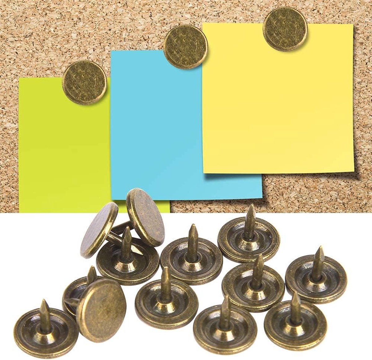 SnelShoppen - 100 x Beklede Spijkers, Platte Kop, Groot, Brons, Cyan, Decoratieve Spijkers, Metaal Spijkers voor Meubel Decoratie (9 x 8 mm)