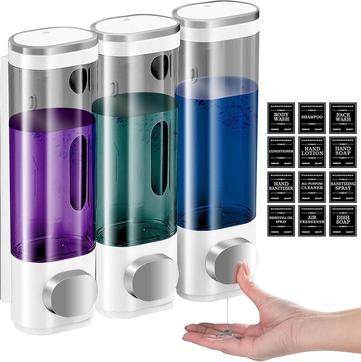 Zeepdispenser wandhouder 3 compartimenten zeepdispenser wandmontage zonder boren zeepdispenser handzeepdispenser - ShopVlot