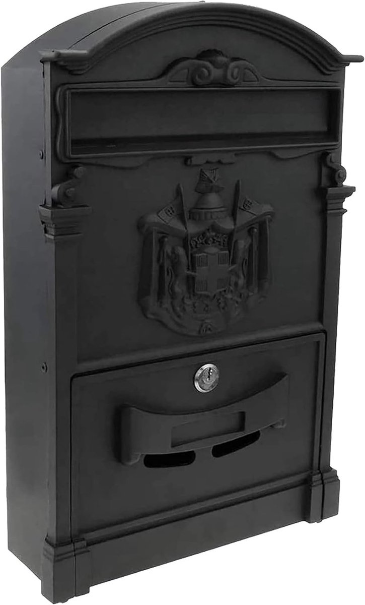 SnelShoppen - Kippen brievenbus model Regius, antraciet, 410x260x90 mm, met cilinderslot en 2 sleutels, eenvoudig te monteren voor thuisgebruik