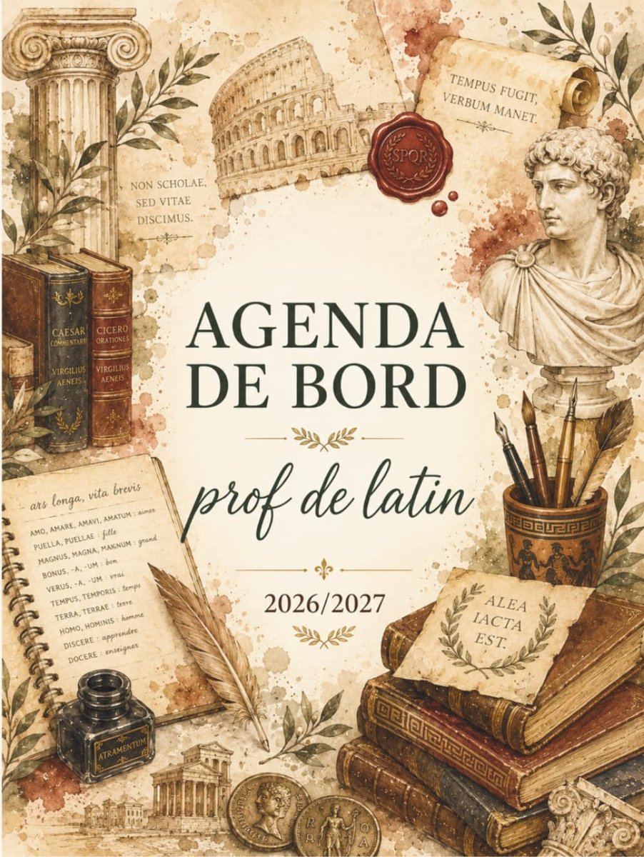 SnelShoppen - Agenda de bord voor professor van Latijn 2026-2027 | Cahier voor 13 klassen, A4 formaat, weekplanner en cursusplanning, ideaal voor doce