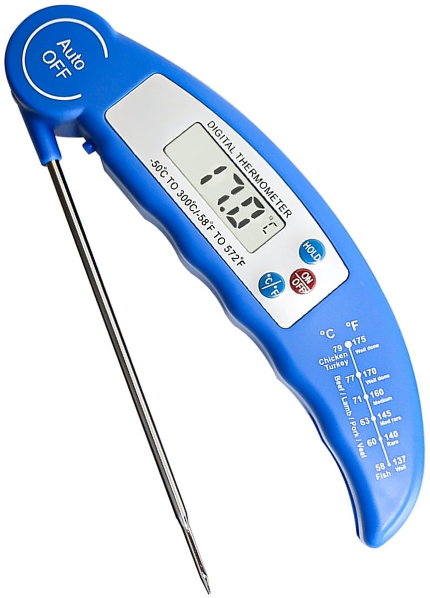 Vleesthermometer, digitale braadthermometer, keukenthermometer, direct afleesbare grillthermometer, lcd-scherm en - ShopVlot