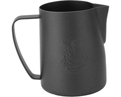 Melkopschuimkan - Koffiekan Opschuimen - Latte Art Maken - Zwanenhals Uitloop - 480 ml - Mat Zwart