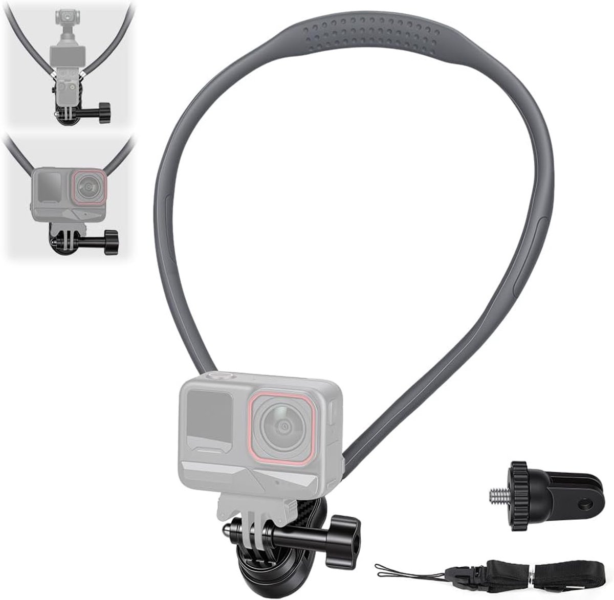 SnelShoppen - Action Camera Nekhouder, Verstelbare Camera Houder voor Actiefoto's en Video's, Ideaal voor Sport, Reizen, Avontuur, Camping, Zwart