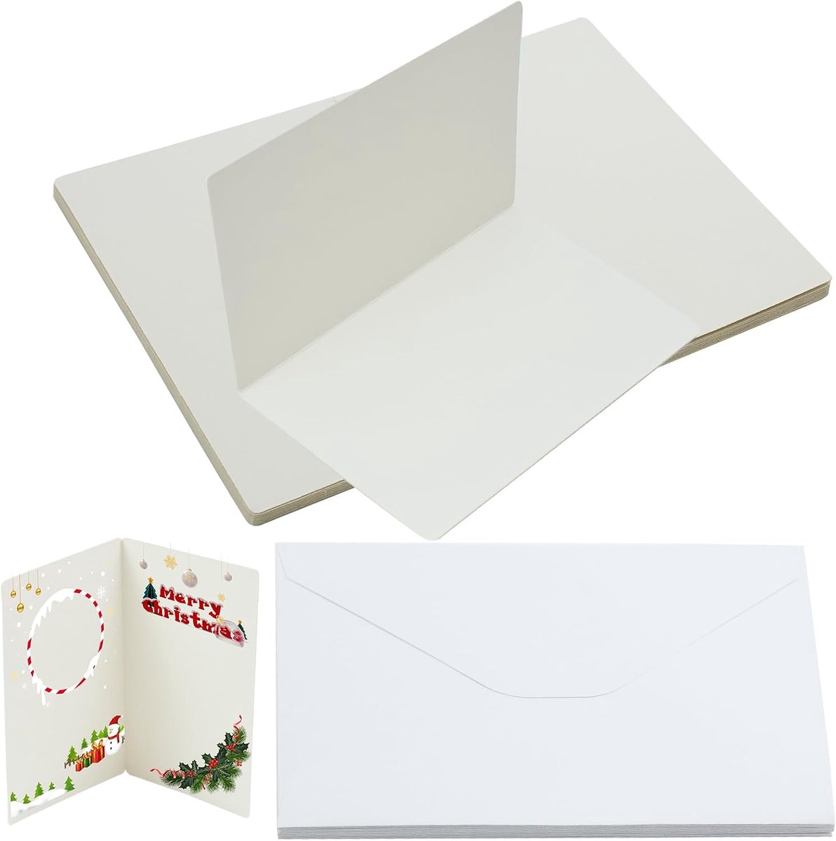 SnelShoppen - 20 Stuks Witte Kaarten en Enveloppen, 10 Grote Witte Kaarten, 10 Enveloppen, Lege Wenskaarten, Creatief Printpapier voor Kerstkaarten, K