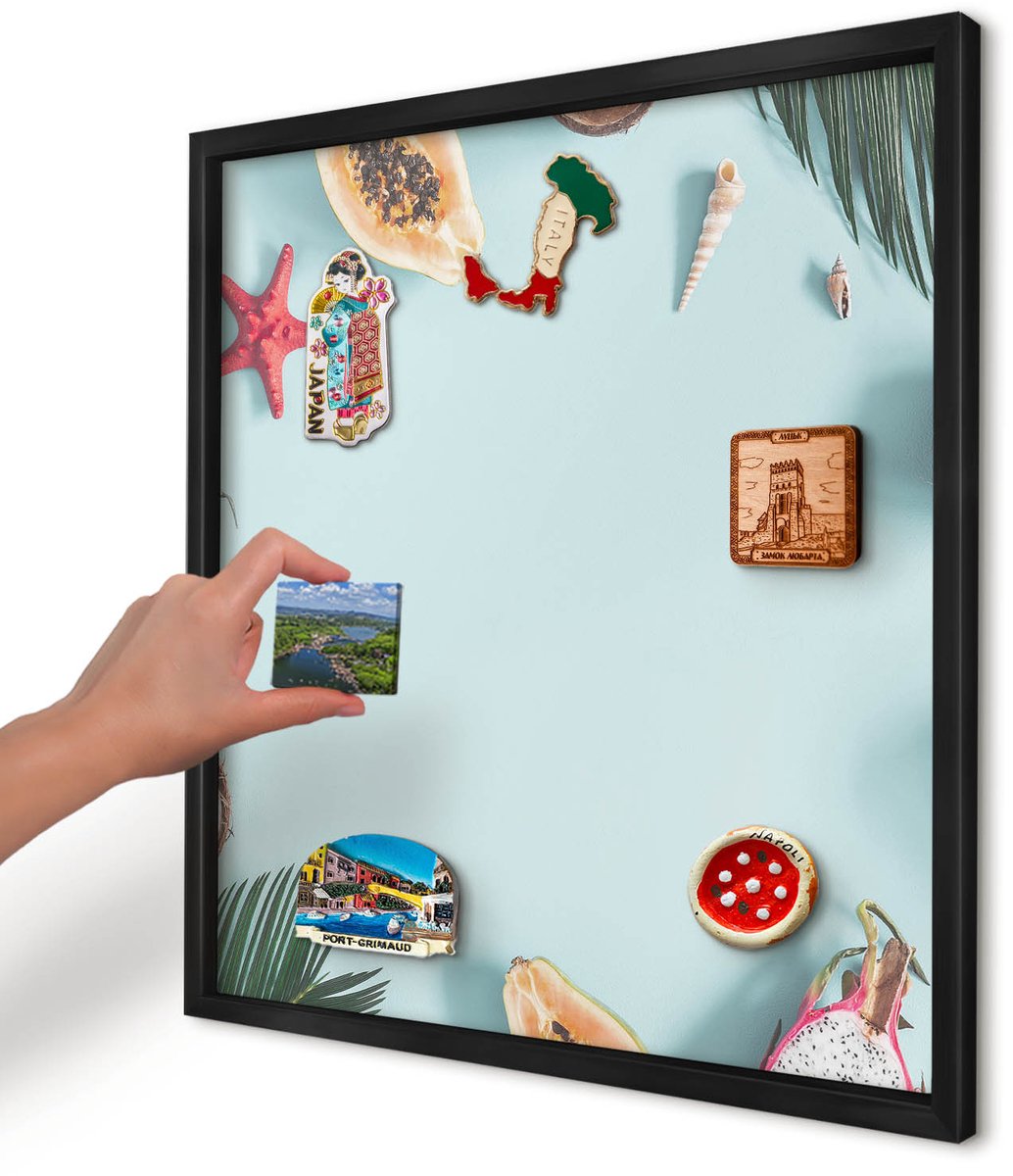 Artprintcave Blauw Magneetbord mit Zwart Frame - 50x50 cm - Tropische Vakantie Magnetisch Bord - Modern Memobord Keuken - Natuur