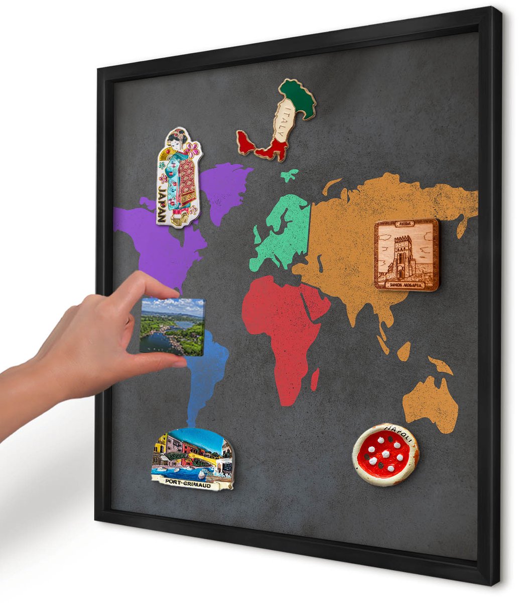 Artprintcave Zwart Magneetbord mit Zwart Frame - 50x50 cm - Kleurenkaart Magnetisch Bord Voor Magneten - Modern Magneetbord Voor Keuken - Kaarten