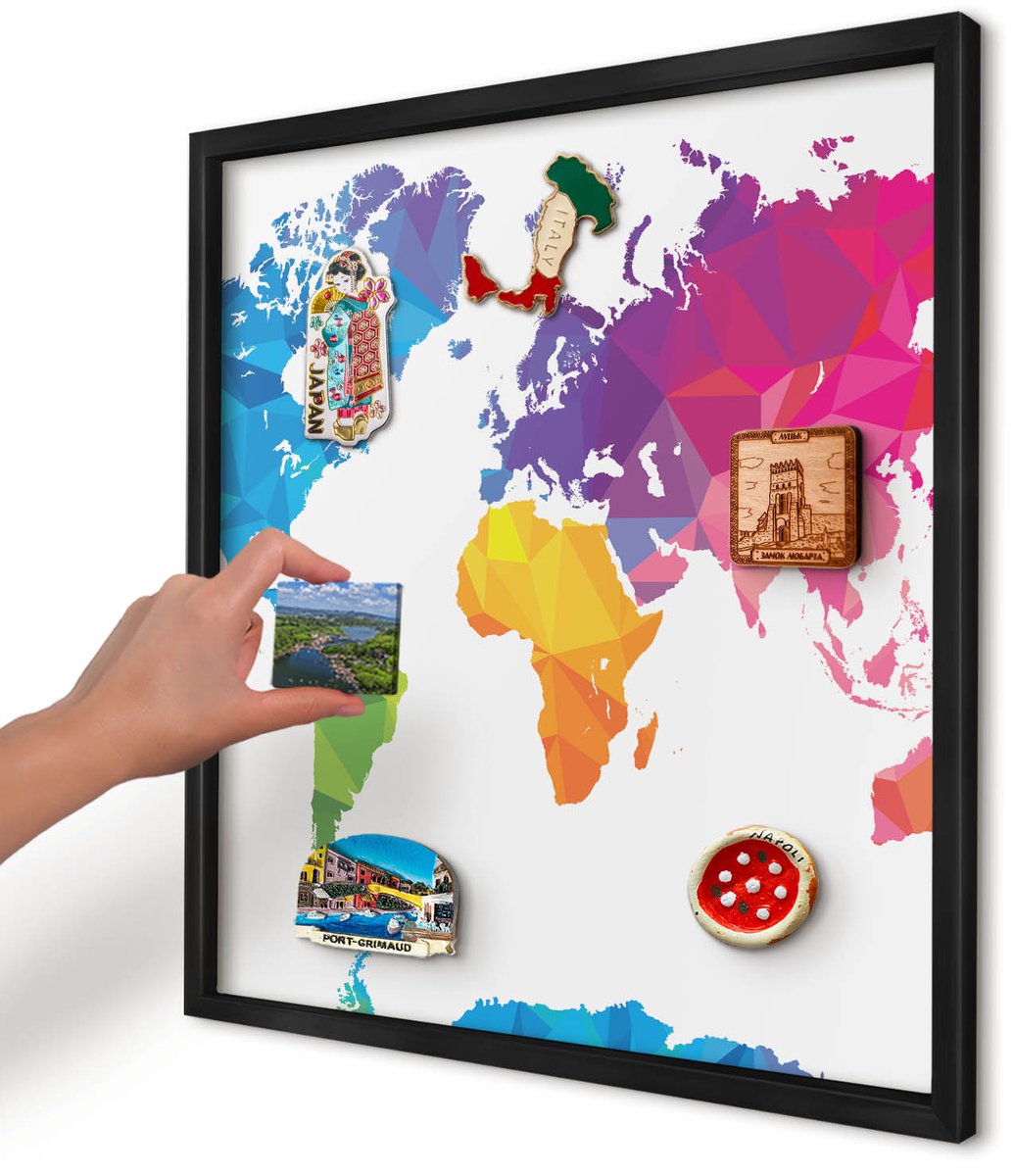 Artprintcave Blauw Magneetbord mit Zwart Frame - 50x50 cm - Kleurenkaart Magnetisch Bord - Geometrische Magneet Bord mit Frame - Kaarten