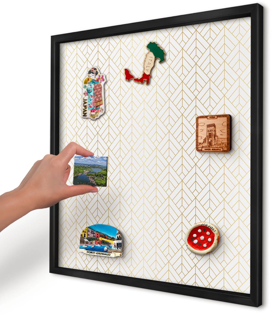 Artprintcave Wit Magneetbord mit Zwart Frame - 50x50 cm - Bladgeometrie Magnetische Organizer - Geometrische Magnetisch Bord - Achtergronden En Patronen