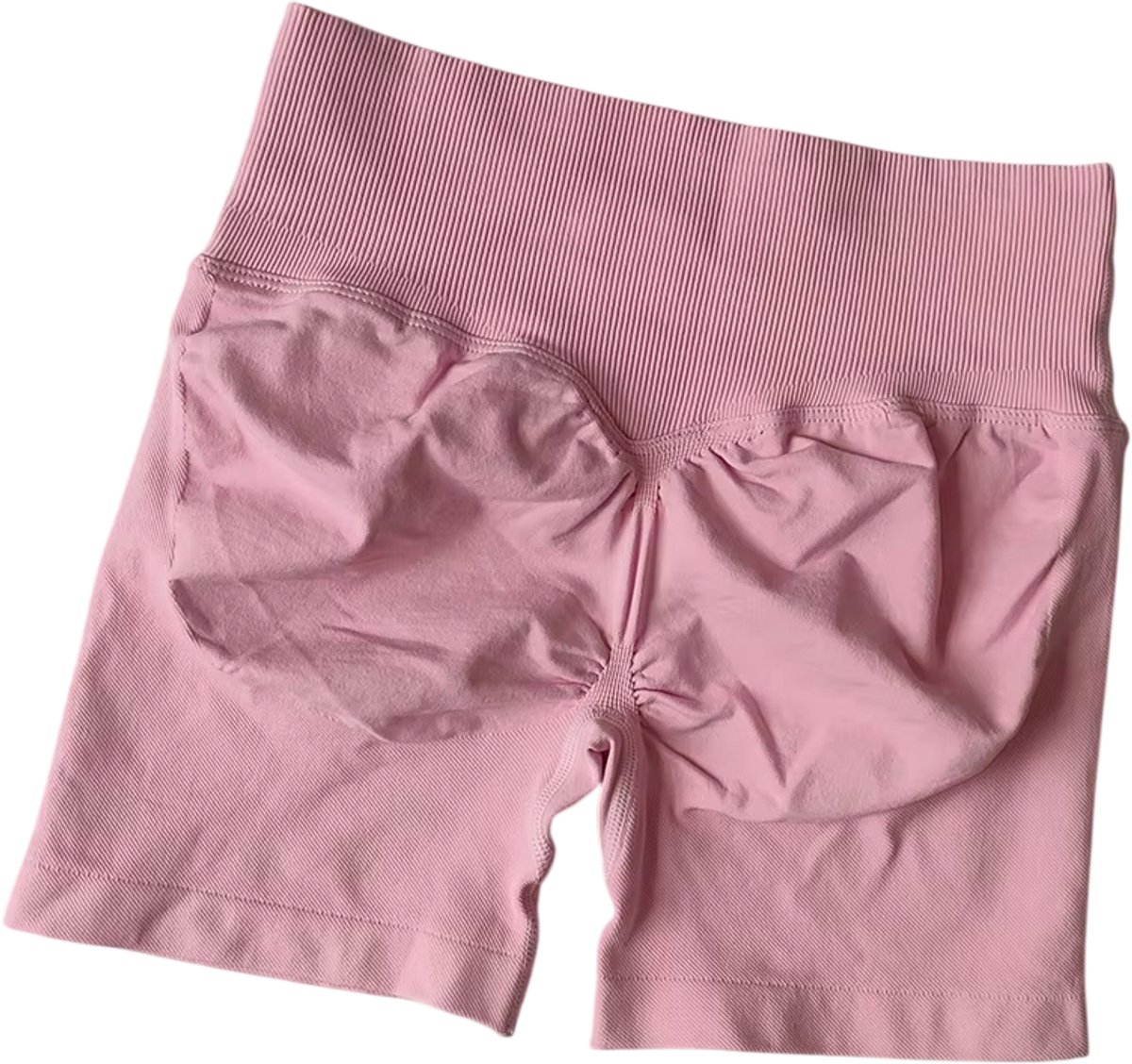 Dames Yoga Shorts Hoge Taille – Sport Shorts Dames met Cross-Waistband, Fitness Short, Hardloopshort Dames, Gym Kleding - Roze - Maat S