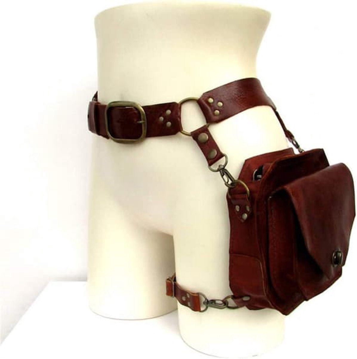 Renaissance Middeleeuwse Heuptas Gotische PU Lederen Crossbodytas Dij Heup Portemonnee Bergbeklimmersketting