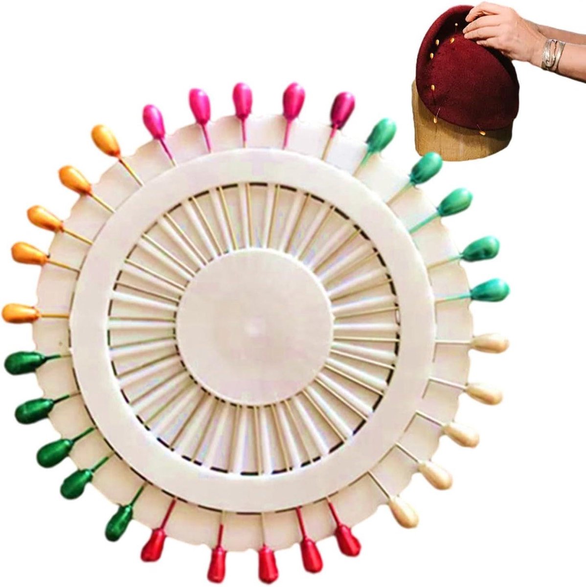 Naainaalden met Parelkop - Rechte Pinnen Stof - Naaien en Knutselen - Decoratieve Kleurkoppen - 17 gram - Willekeurige Kleuren
