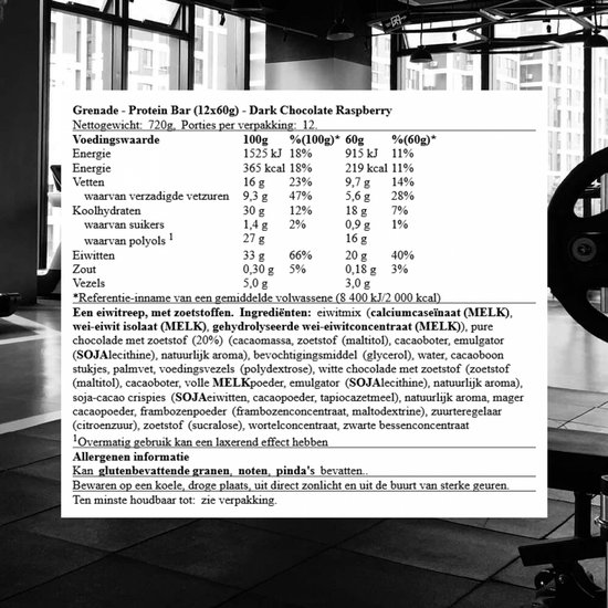 Grenade - High Protein, Low sugar - Protein bar - Dark Choc Raspberry - 20g eiwit - 12 x 60g - Eiwitreep - Diverse smaken — afbeelding 5