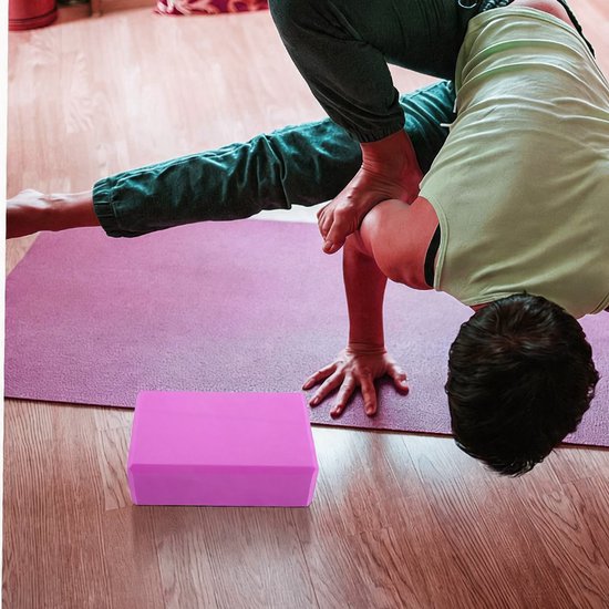 Yogablokken Set - Yoga Blocks - 2 Stuks - Ronde Hoeken - EVA - 23x15x8 cm - Thuis Yoga Oefeningen - Duurzaam & Antislip - Yoga en Pilates - Voor Hoofd, Rug en Heupen - Roze — afbeelding 2