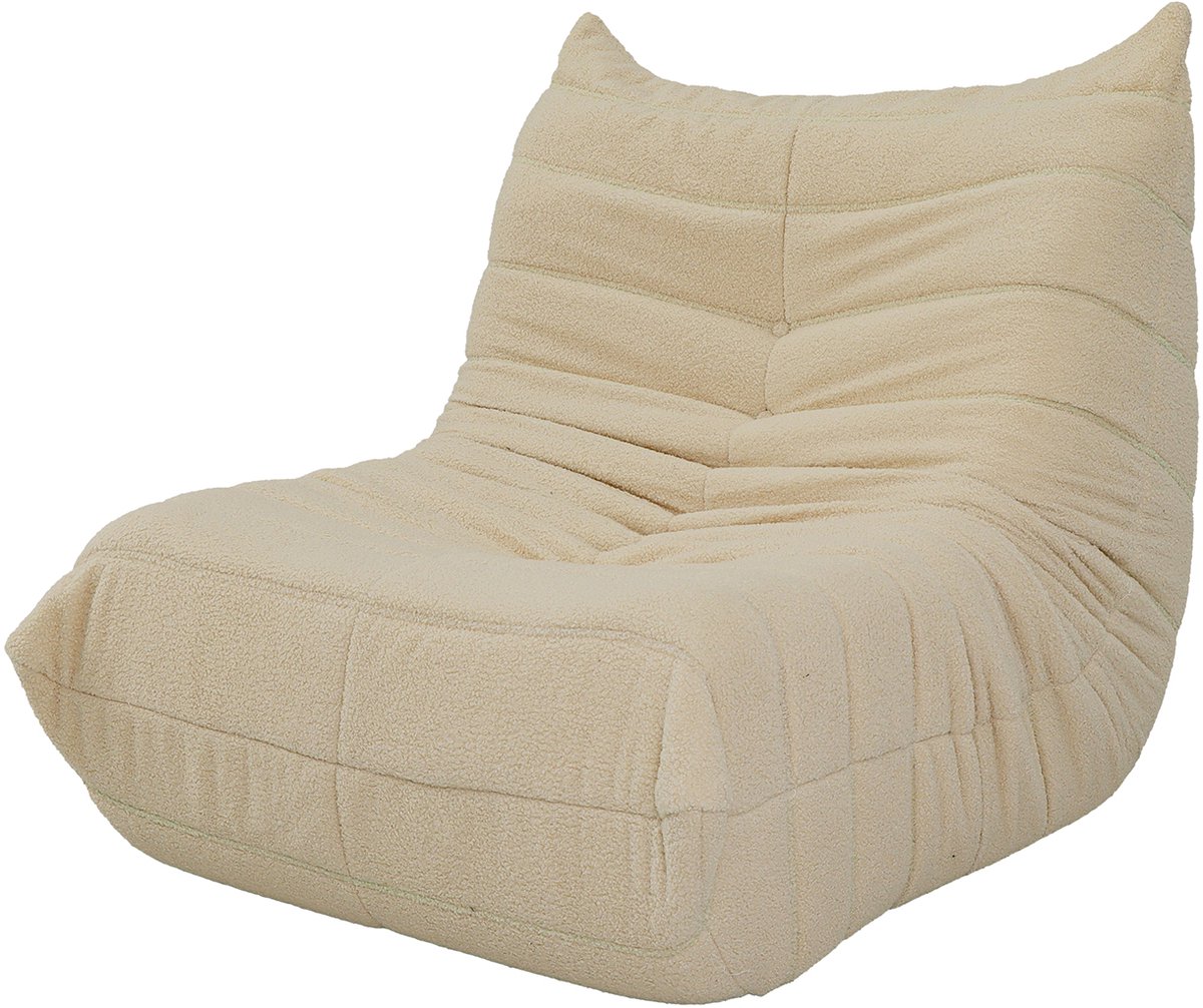 Zitzak – Grote Lounge Fauteuil – Relaxstoel – Ergonomisch Schuim – Beige Pluche Bekleding – Woonkamer & Slaapkamer