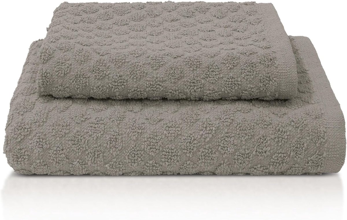 SnelShoppen - Handdoekenset 1 + 1 Jacquard-Katoenen Badstof 600 g/m² - Gezichtsdoek 55 x 110 cm en Gastendoekje 40 x 60 cm - Superzacht en Absorberend