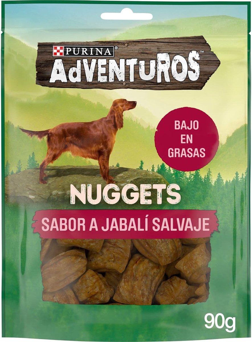 SnelShoppen - Purina Adventuros Nuggets Snacks voor Honden, 6 Zakjes van 90 g, Heerlijke Treats voor Avontuurlijke Honden, 100% Natuurlijk, Laag Vet,