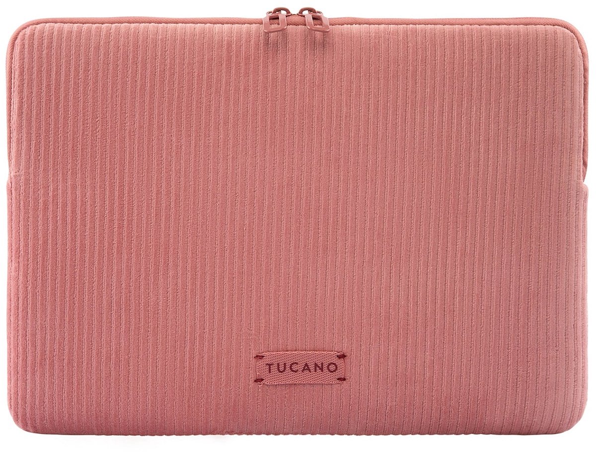 Tucano Velluto Sleeve MacBook 16 – Dubbele Ritssluiting voor Makkelijk Toegang – Flat-Lock Stiksel voor Perfecte Pasvorm – Zacht, Krasbestendig Interieur voor Bescherming - Roze