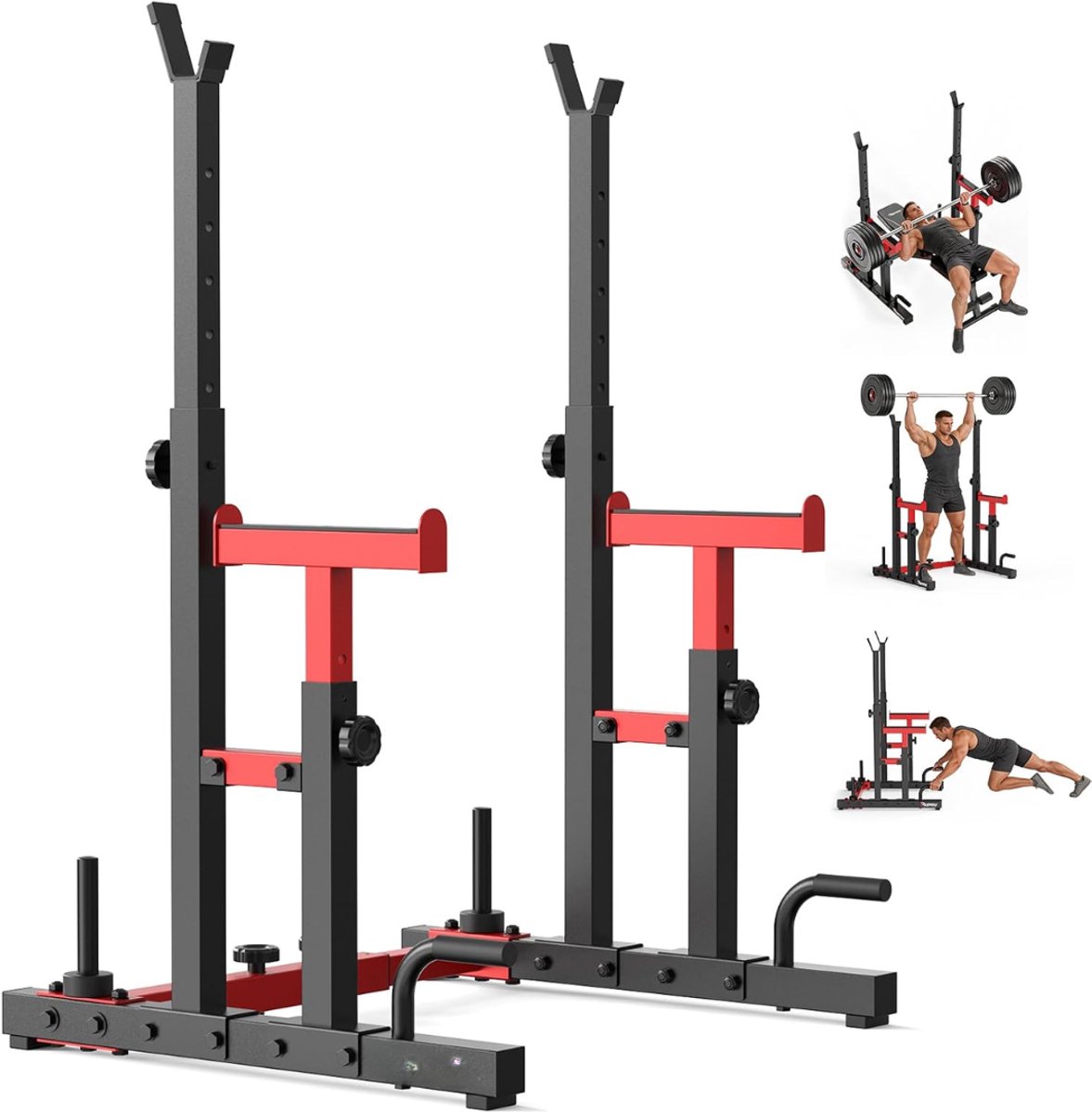 JCP® Squat Rack - Pull up Station - Power Rack - Zwart/Rood - 113cm x 83cm x 150cm