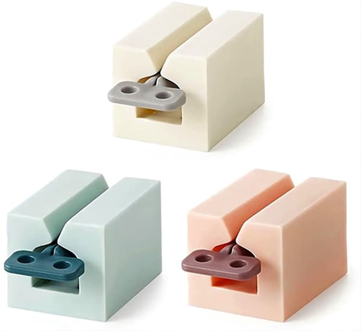 Driedelige set met tandpastaknijper, rollerball-tandpastaknijper met mat handvat, tandpastahouder, opbergrekje voor tandpasta in de badkamer.
