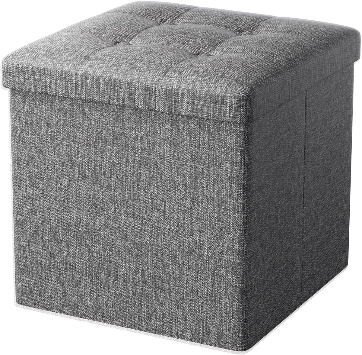 SnelShoppen - Opvouwbare Ottomaanse Opbergstoel met Deksel, Grijze Voetkruk met Opslag voor Slaapkamer en Woonkamer, 30x30x30cm, Multifunctionele Scho