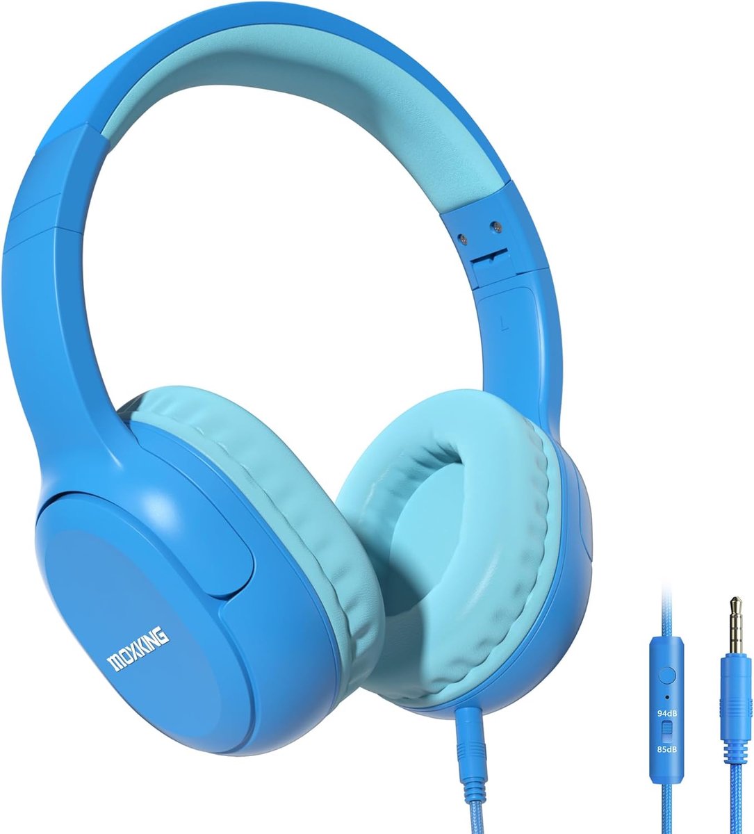 Hoofdtelefoon voor kinderen - Over-ear - Verstelbaar en opvouwbaar - Veilig luisteren tot 85 dB, blauw - ShopVlot