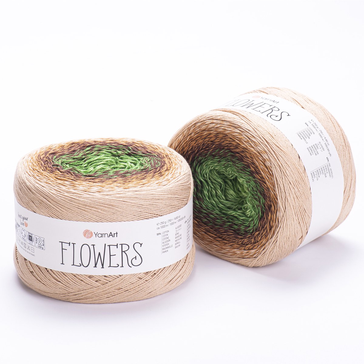 YarnArt Flowers Verloopgaren - 55% Katoen 45% Acryl - voor Haken en Breien - 250g / 1000m - Kleur 308