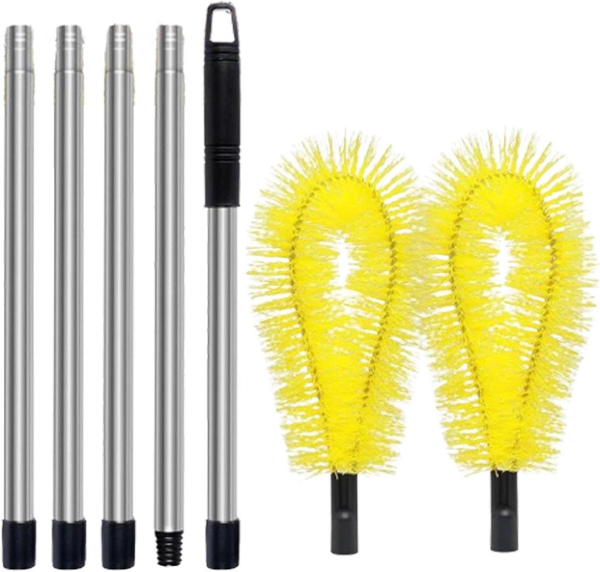 Goot Reinigingsborstel - Dakgoot Borstel - Dakgoten Schoonmaken - Verstelbare Hoek - 40cm tot 200cm - Geel