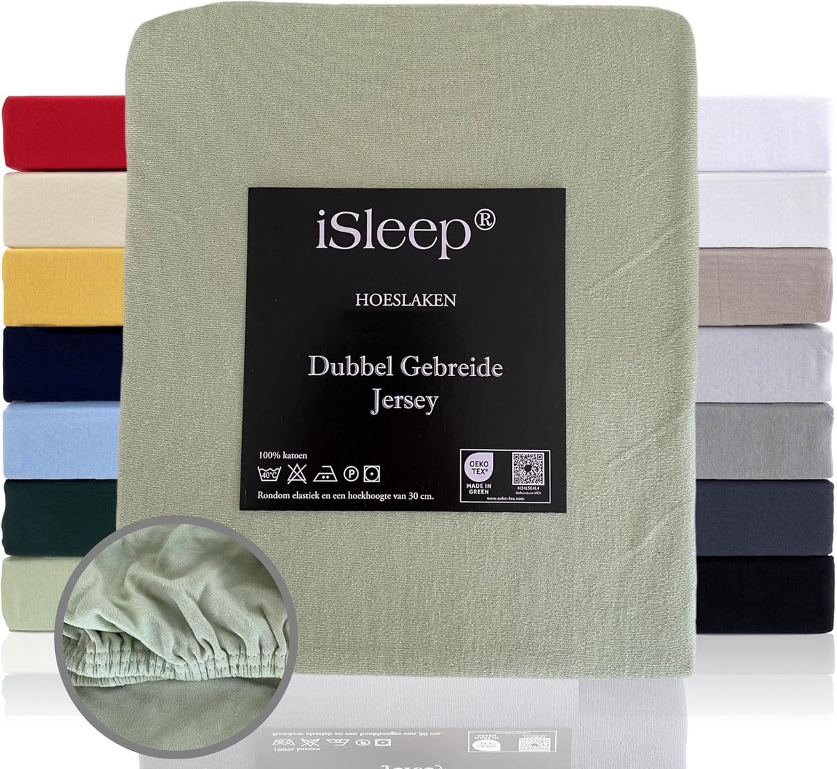 SnelShoppen - Fitted sheet 80x200 90x200 cm Lichtgroen Katoen Jersey Combed Yarn Elastisch Hoeslaken Perfecte Pasvorm