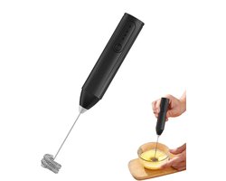 Koffieopschuimer Melkopschuimer - Eiergarde Keukenapparaat - Koffie Dranken Maken - Drie Snelheden Instelbaar - 22 cm - Zwart