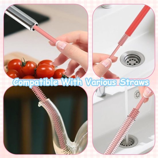 Set van 2 Silicone Flessenborstels voor Babyflessen, Waterflessen en Thermosflessen - Inclusief 6 mm en 9 mm Rietjesborstels — afbeelding 5