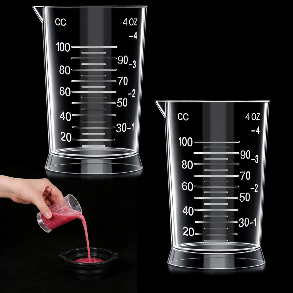 SnelShoppen - 2 stuks maatbekers haarkleur 120 ml - kunststof precisie-doseerbekers transparant met schaal - ideaal voor mengen haarkleuren en vloeist