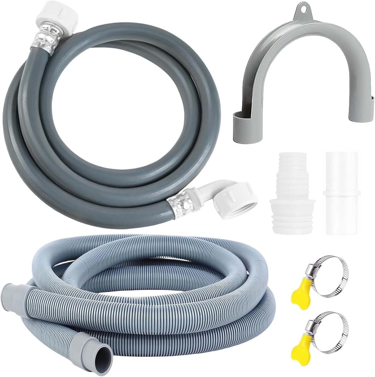 Wasmachine en vaatwasser aanvoerslang 2,5 m + 3,5 m | 3/4 inch haaks/rechtdoor | Universele waterinlaat slang met afdichting voor optimale aansluiting