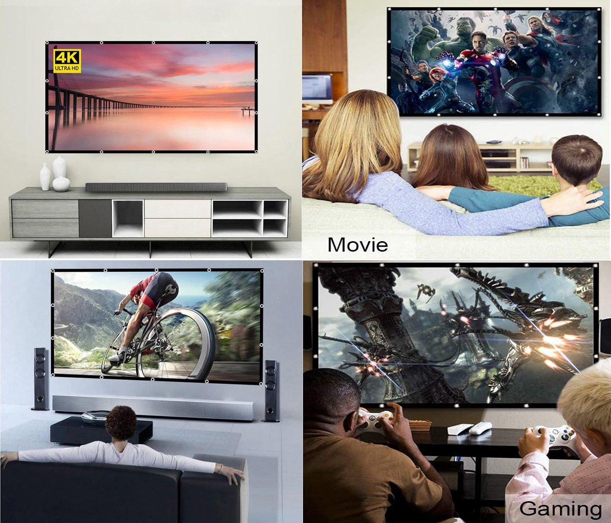 SnelShoppen - Tiardey 100 Inch 16:9 HD Projector Scherm - Draagbaar Opvouwbaar Films Scherm voor Thuis Theater - Ondersteuning Dubbelzijdige Projectie
