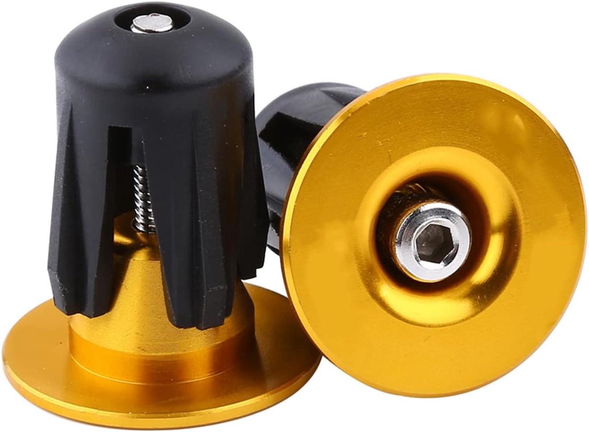 Fiets Stuurdoppen Set - Handvat Pluggen - Fietsen Beschermen - Universele Pasvorm - 17.5-21.9 mm Binnendiameter - Goud