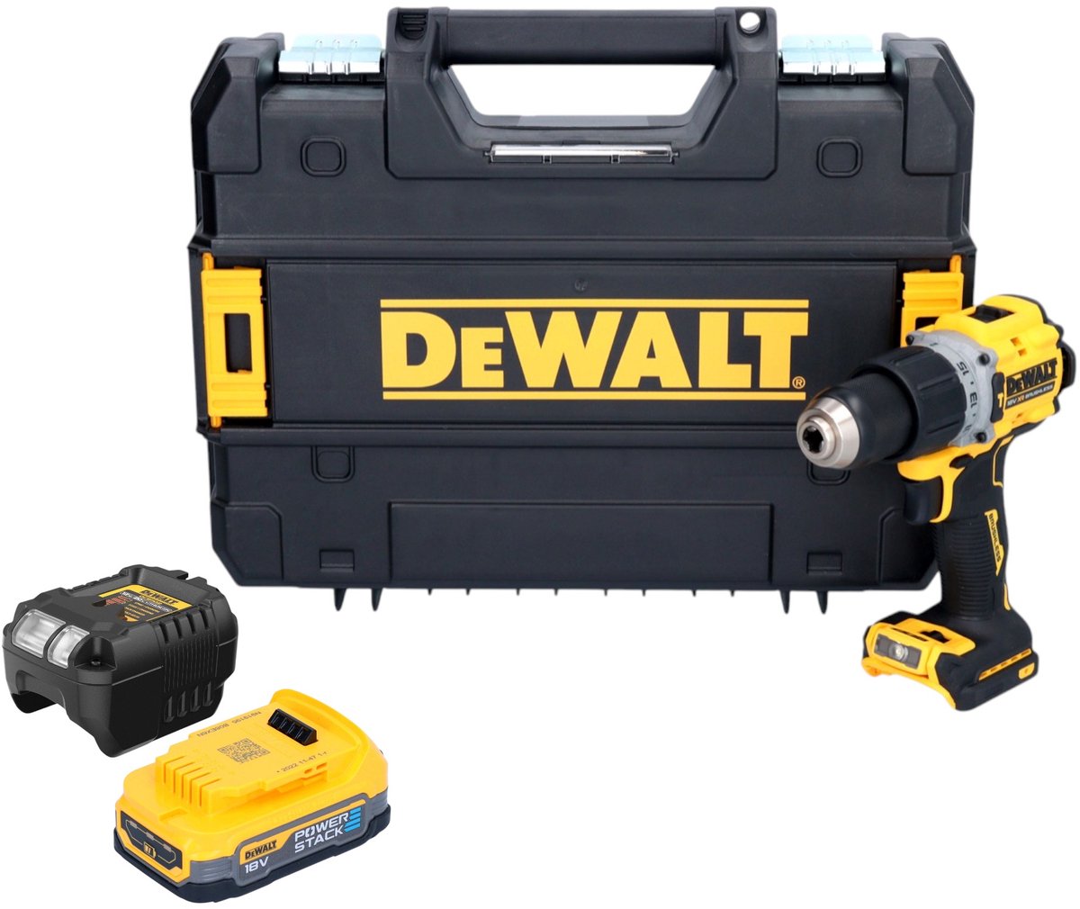 DeWalt DCD 805 E1T accu klopboormachine 18 V 90 Nm borstelloos + 1x accu 1.7 Ah + lader + TSTAK