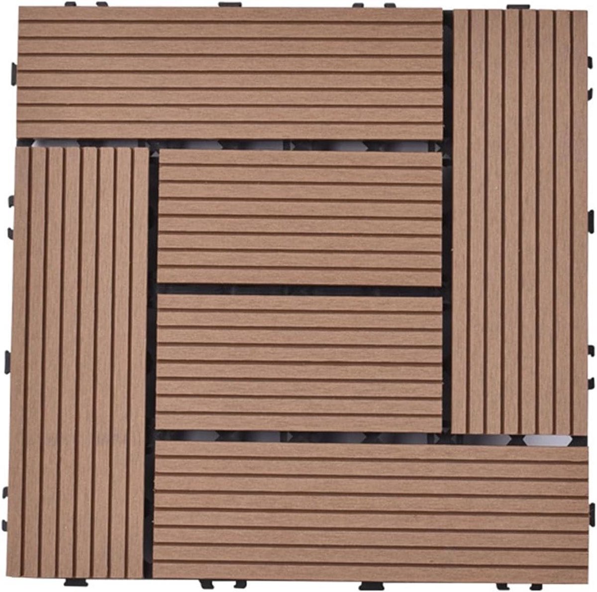 Terrastegels Hout-kunststof - Vloertegels Balkon - Buiten Vloeren - Waterdicht en Duurzaam - 10 stuks - Houtkleur