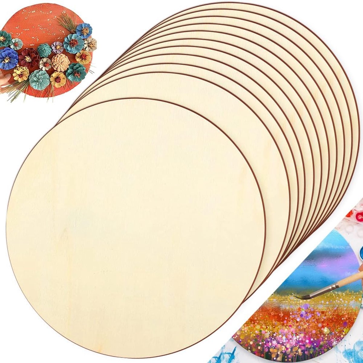 Ronde houten schijf, 30 cm, ronde houten schijven van natuurlijk hout