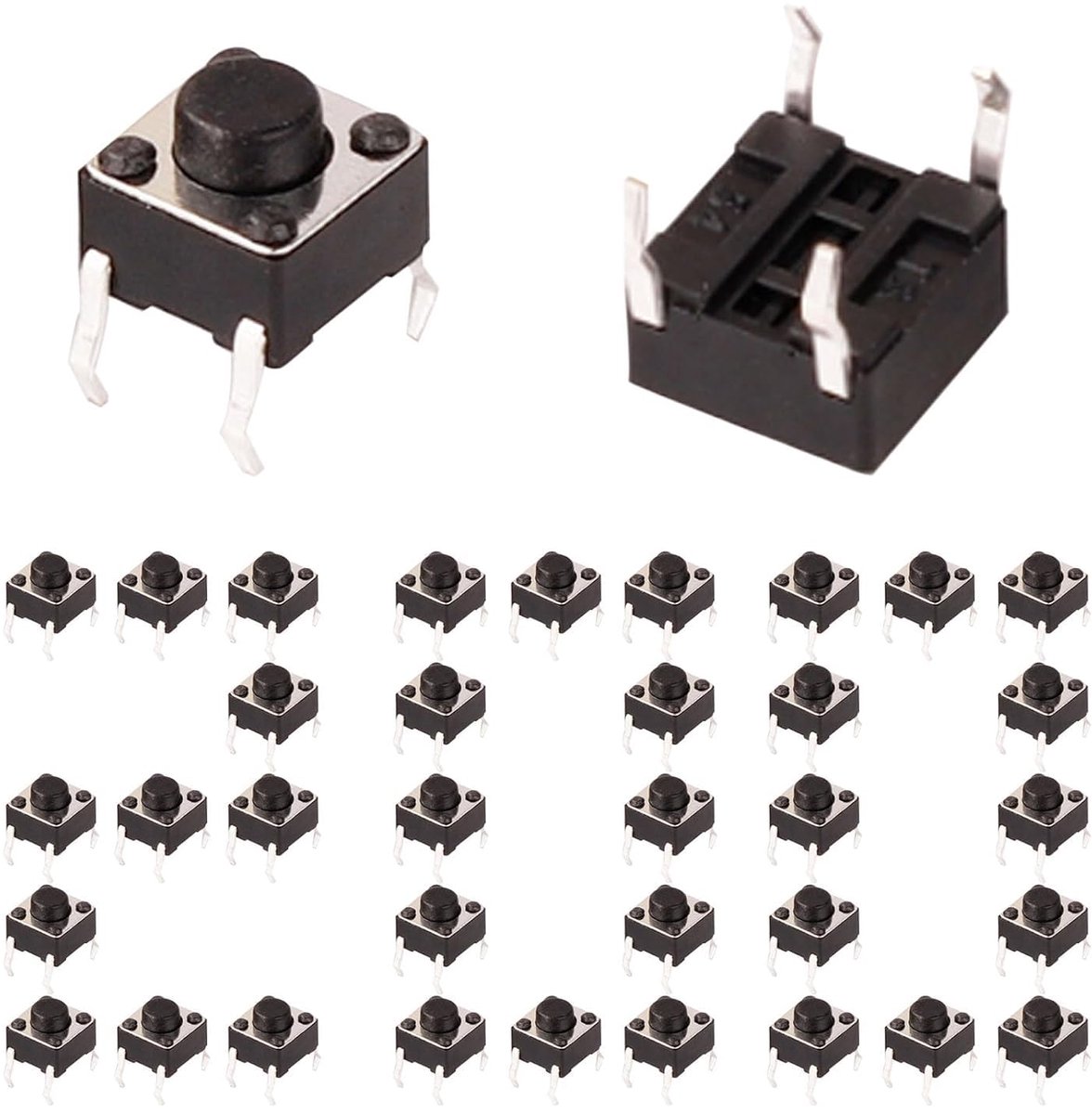 200 stuks 4 pin tact button schakelaar 6x6x5mm PCB Momentary Tactile Tact Push Button Switch SPST Miniatuur/Mini/Micro/Small PCB